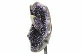 Deep Purple Amethyst Geode with Large Calcite Crystal - Uruguay #236947-3